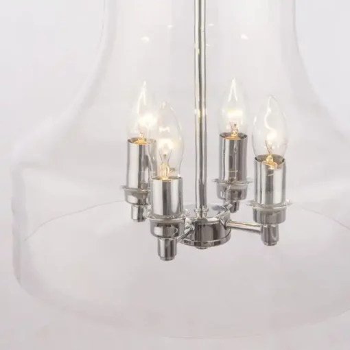 Prague glass pendant light, metal, silver details in classic style, ceiling light