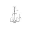 Prague glass pendant lamp, metal, silver details in classic style, dimensions