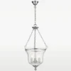 Prague glass pendant lamp, silver details, classic style, exclusive