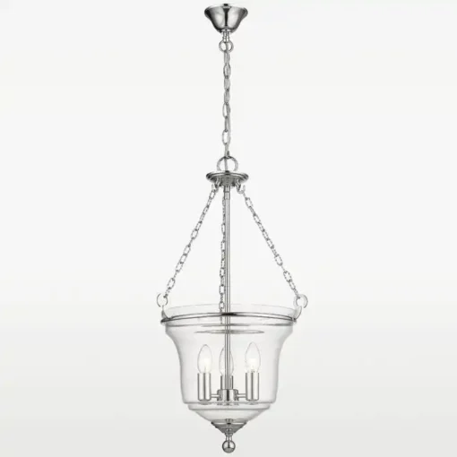 Prague glass pendant lamp, silver details, classic style, exclusive