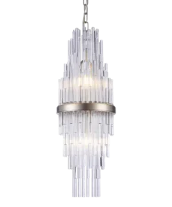 Reykjavik pendant lamp glass icicles, champagne finish, glamour style 20 cm beautiful