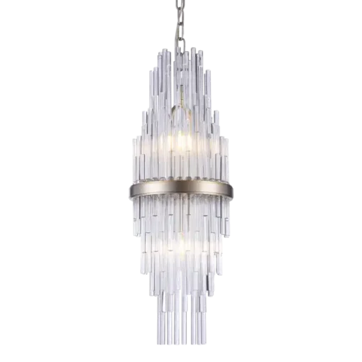 Reykjavik pendant lamp glass icicles, champagne finish, glamour style 20 cm beautiful