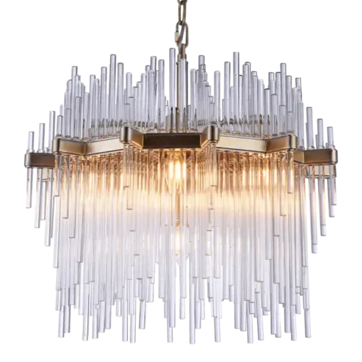 Reykjavik pendant lamp glass icicles, champagne finish, glamour style, beautiful