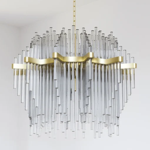 Reykjavik pendant lamp glass icicles, champagne finish, glamour style, unique