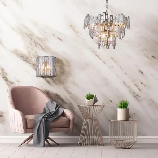 St. Petersburg pendant lamp champagne frame with crystals, refined, stately