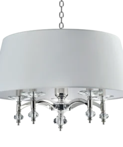 Verona round pendant lamp, crystal details, white lampshade, glamour style, beautiful