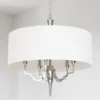 Washington round pendant lamp, nickel finish, white lampshade, classic style, decorative