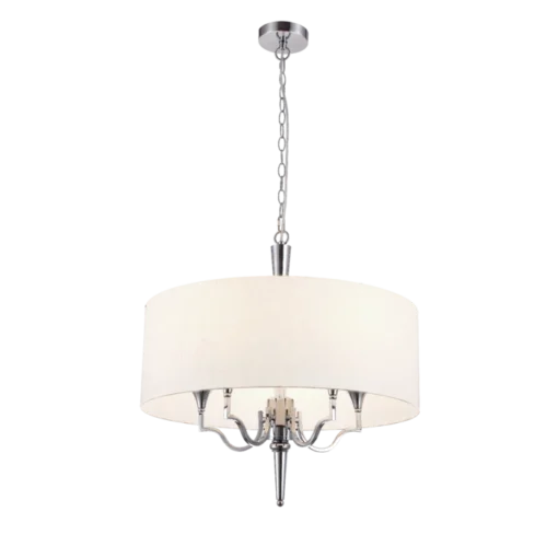 Washington round pendant lamp, nickel finish, white lampshade, classic style, exclusive