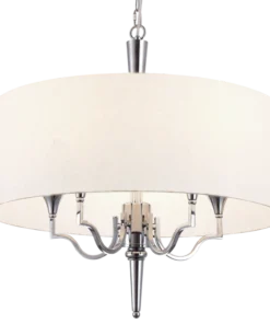 Washington round pendant lamp, nickel finish, white lampshade, classic style, beautiful