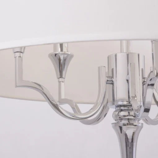 Washington round pendant lamp, nickel finish, white lampshade, classic style, unique