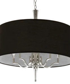 Washington round pendant lamp, nickel finish, black lampshade, classic style, beautiful