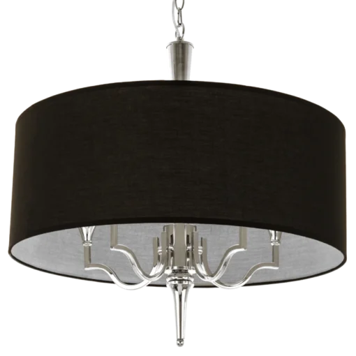 Washington round pendant lamp, nickel finish, black lampshade, classic style, beautiful