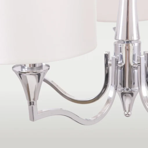 Washington pendant lamp in the shape of a Moroccan clover, nickel-plated, white lampshade, decorative