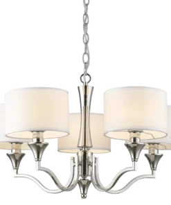 Washington pendant lamp in the shape of a Moroccan clover, nickel-plated, white lampshade, beautiful