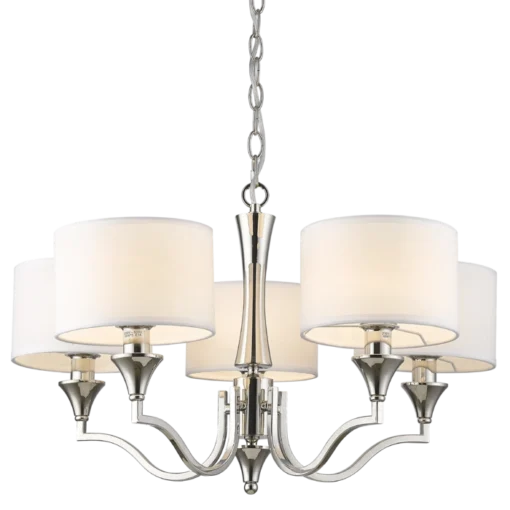 Washington pendant lamp in the shape of a Moroccan clover, nickel-plated, white lampshade, beautiful