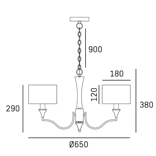 Washington pendant lamp in the shape of a Moroccan clover, nickel-plated, white lampshade, dimensions