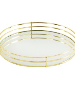 PATI2 gold decorative PATER, mirrored top, metal edge, round, glamour