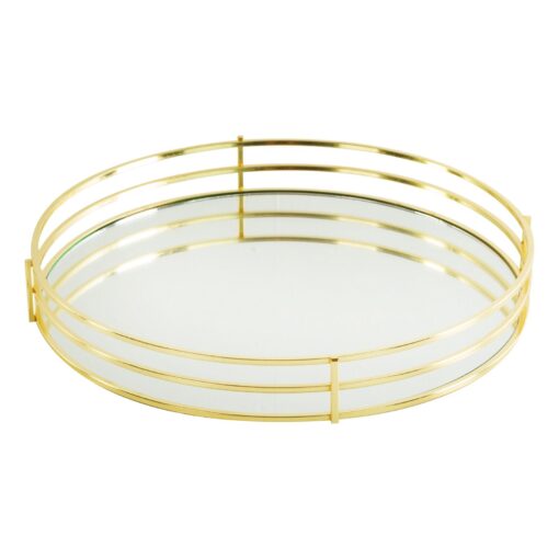 PATI2 gold decorative PATER, mirrored top, metal edge, round, glamour