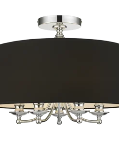 PLAFON Abu Dhabi, silver details, black lampshade, large, hampton style, classic