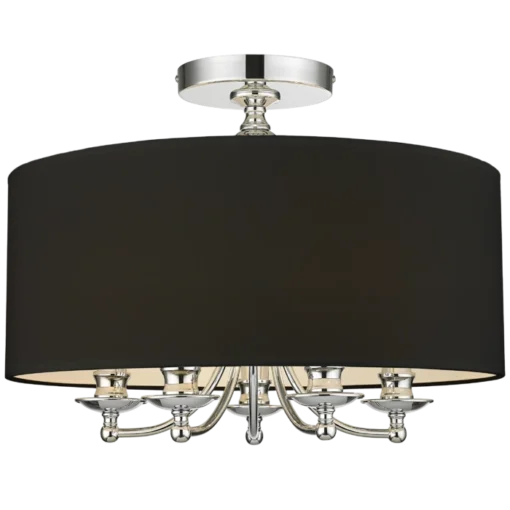 PLAFON Abu Dhabi, silver details, black lampshade, large, hampton style, classic