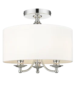 PLAFON Abu Dhabi silver finish, white lampshade small, elegant, classic