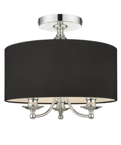 PLAFON Abu Dhabi silver finish, black lampshade small, elegantv, hampton style