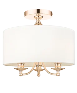 Abu Dhabi PLAFON with white lampshade and gold trim, small, classic, hampton style