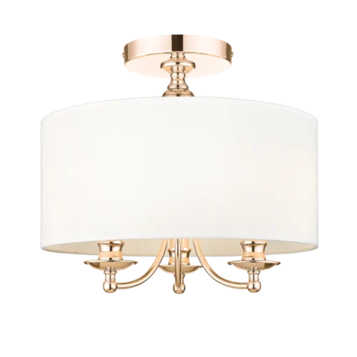 Abu Dhabi PLAFON with white lampshade and gold trim, small, classic, hampton style