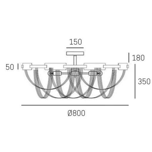 PLAFON Roma metal, silver finish, elegant design, dimensions