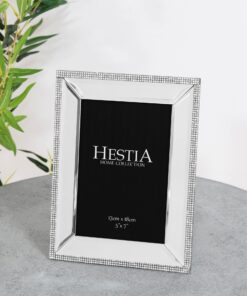 Mirrored photo frame, silver diamonds, elegant