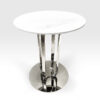 HELP TABLE white marble conglomerate, silver base, round