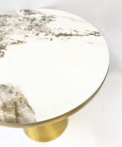 ASSISTANT TABLE gold base, round marble top, exclusive