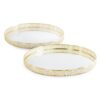 RIKI decorative tray with mirrored top and openwork border, metal, gold 30x3 cm, glamour