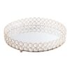 MESI round metal tray with crystals mirror top glamour style 30x6 cm, exclusive