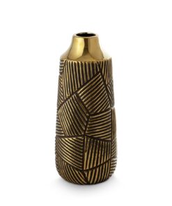 EMMI decorative vase black and gold with geometric pattern, glamour style 12x25 cm, ceramic