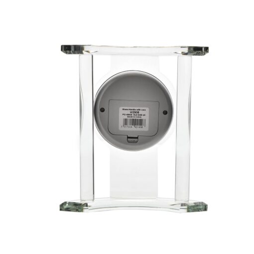 STANDING MANTEL CLOCK, glass, silver