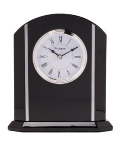 STANDING MANTEL CLOCK in piano wood and glass, black, beautiful