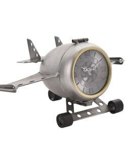 Mantel clock, silver, metal, airplane shape, for gift