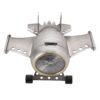 Mantel clock, silver, metal, airplane shape, unique