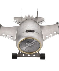 Mantel clock, silver, metal, airplane shape, unique