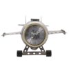Mantel clock, silver, metal, airplane shape, decorative