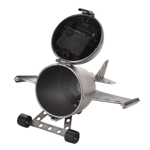 Mantel clock, silver, metal, airplane shape, decorative
