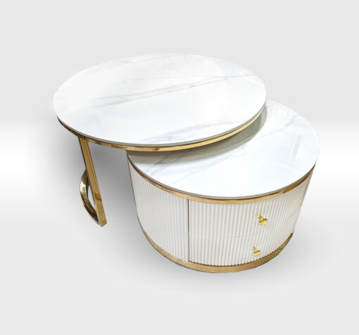 BEAUTIFUL COFFEE TABLE SET, marble conglomerate, gold legs, beautiful