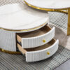 BEAUTIFUL COFFEE TABLE SET, marble conglomerate, golden legs, sophisticated