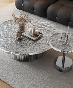 COFFEE TABLE SET double, acrylic top, stainless steel base