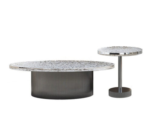 COFFEE TABLE SET double, acrylic top, stainless steel base, exclusive