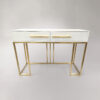 CONSOLVE with two drawers, white top, brushed gold base, glamour style, exclusive
