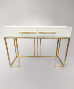 CONSOLVE with two drawers, white top, brushed gold base, glamour style, exclusive