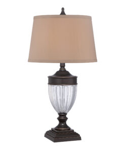 Dennison brown table lamp, dark beige lampshade, elegant, classic style