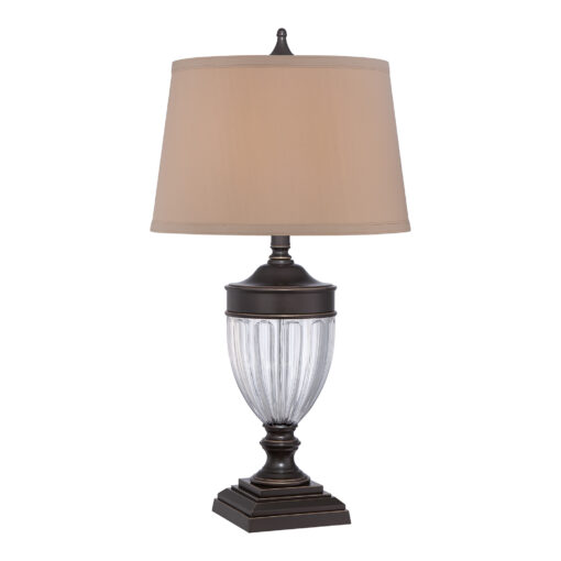 Dennison brown table lamp, dark beige lampshade, elegant, classic style